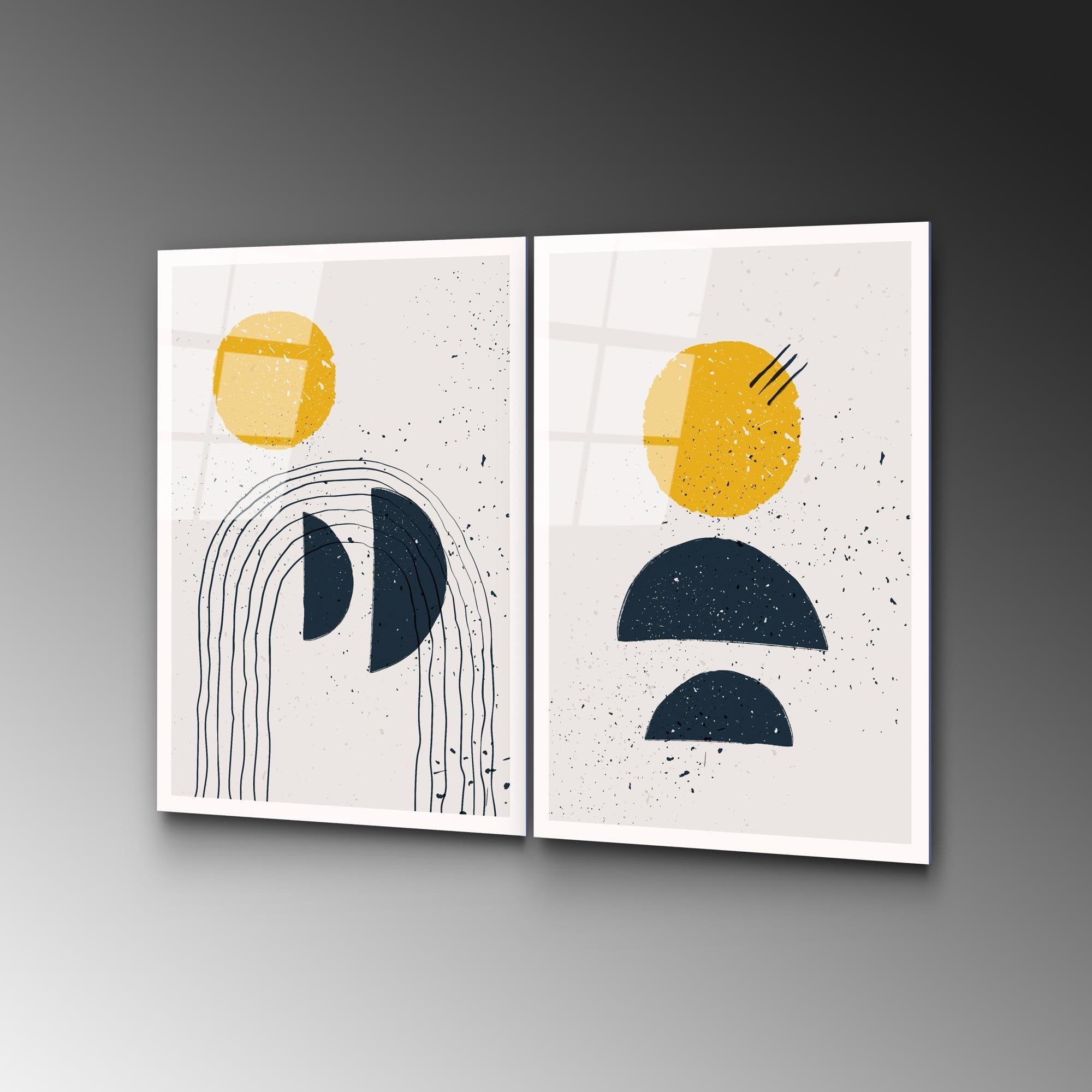 UV-954 Baskılı Cam 2'li Set Duvar Tablosu | ByLamp