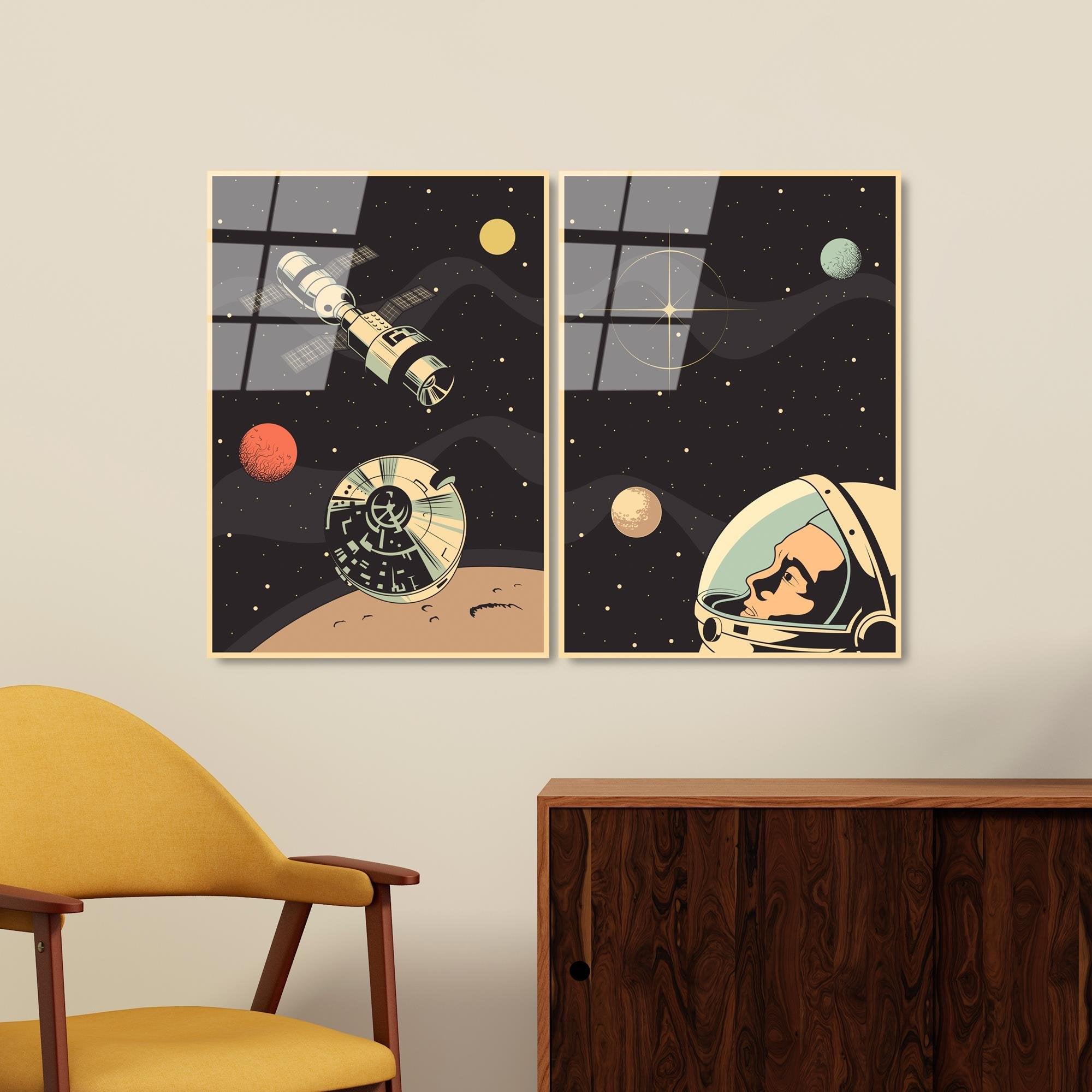 UV-966 Baskılı Cam 2'li Set Duvar Tablosu | ByLamp