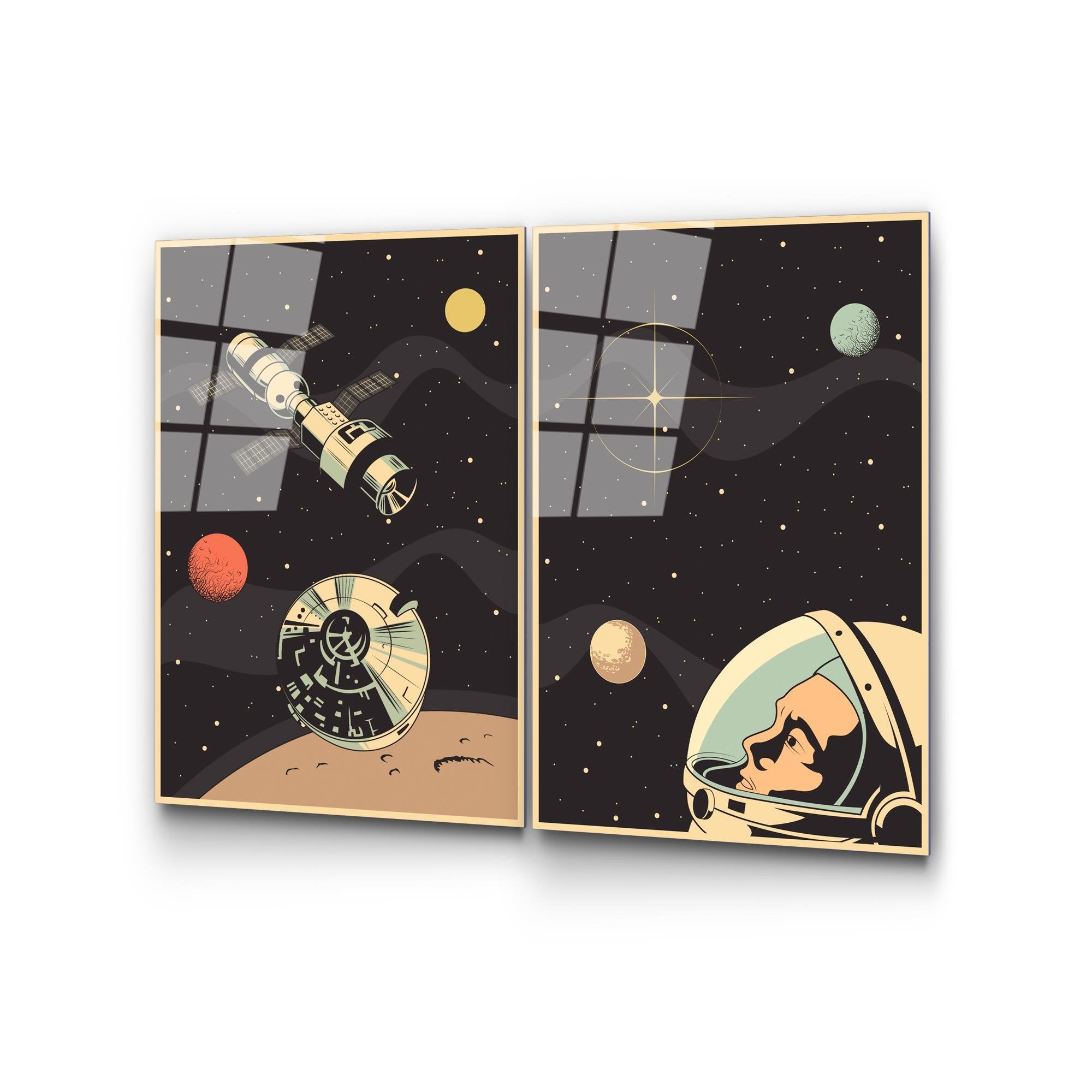 UV-966 Baskılı Cam 2'li Set Duvar Tablosu | ByLamp