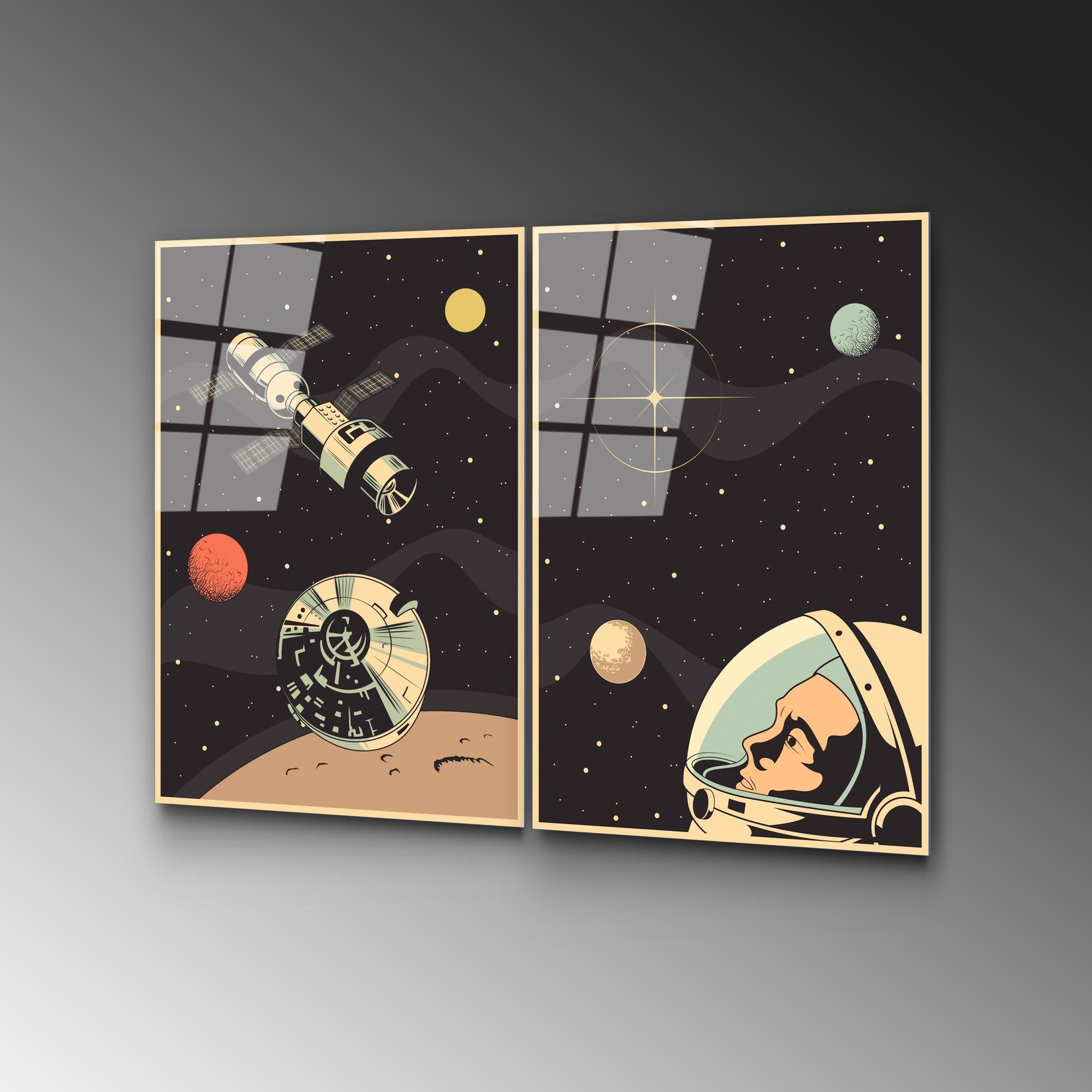 UV-966 Baskılı Cam 2'li Set Duvar Tablosu | ByLamp