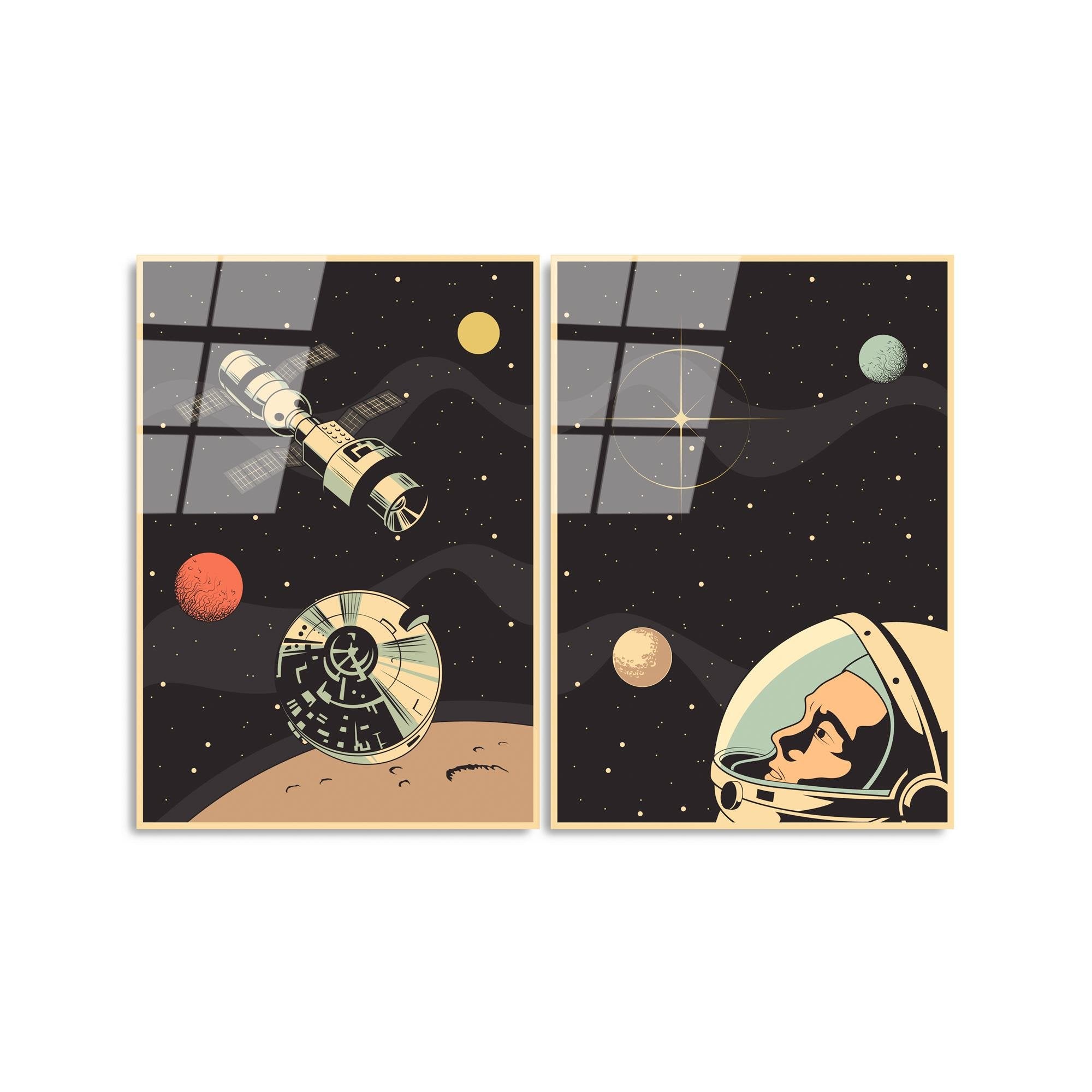 UV-966 Baskılı Cam 2'li Set Duvar Tablosu | ByLamp