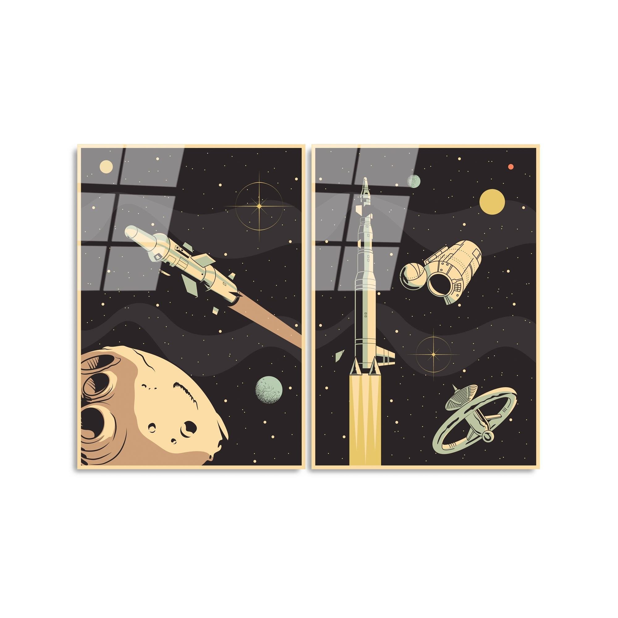 UV-967 Baskılı Cam 2'li Set Duvar Tablosu | ByLamp