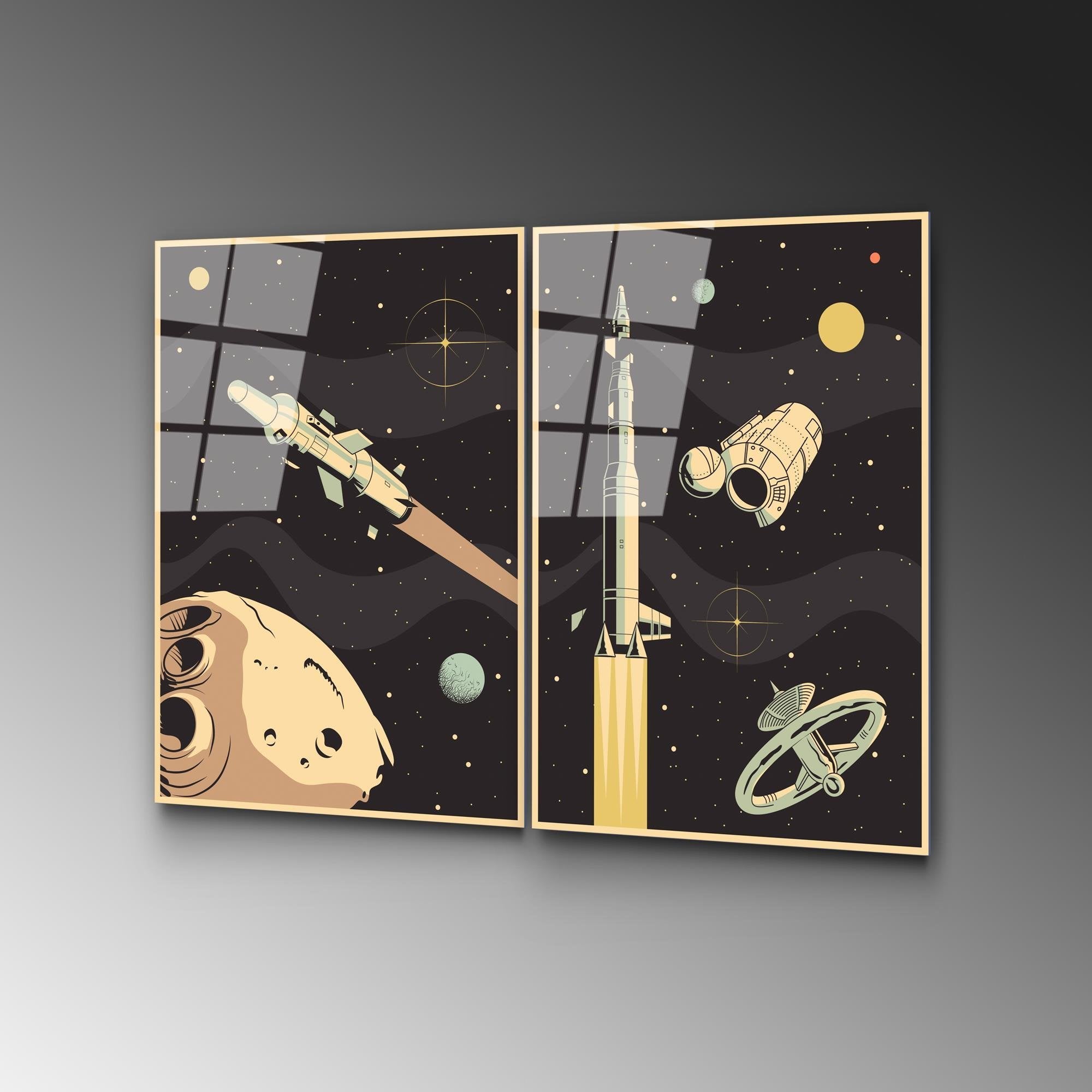 UV-967 Baskılı Cam 2'li Set Duvar Tablosu | ByLamp