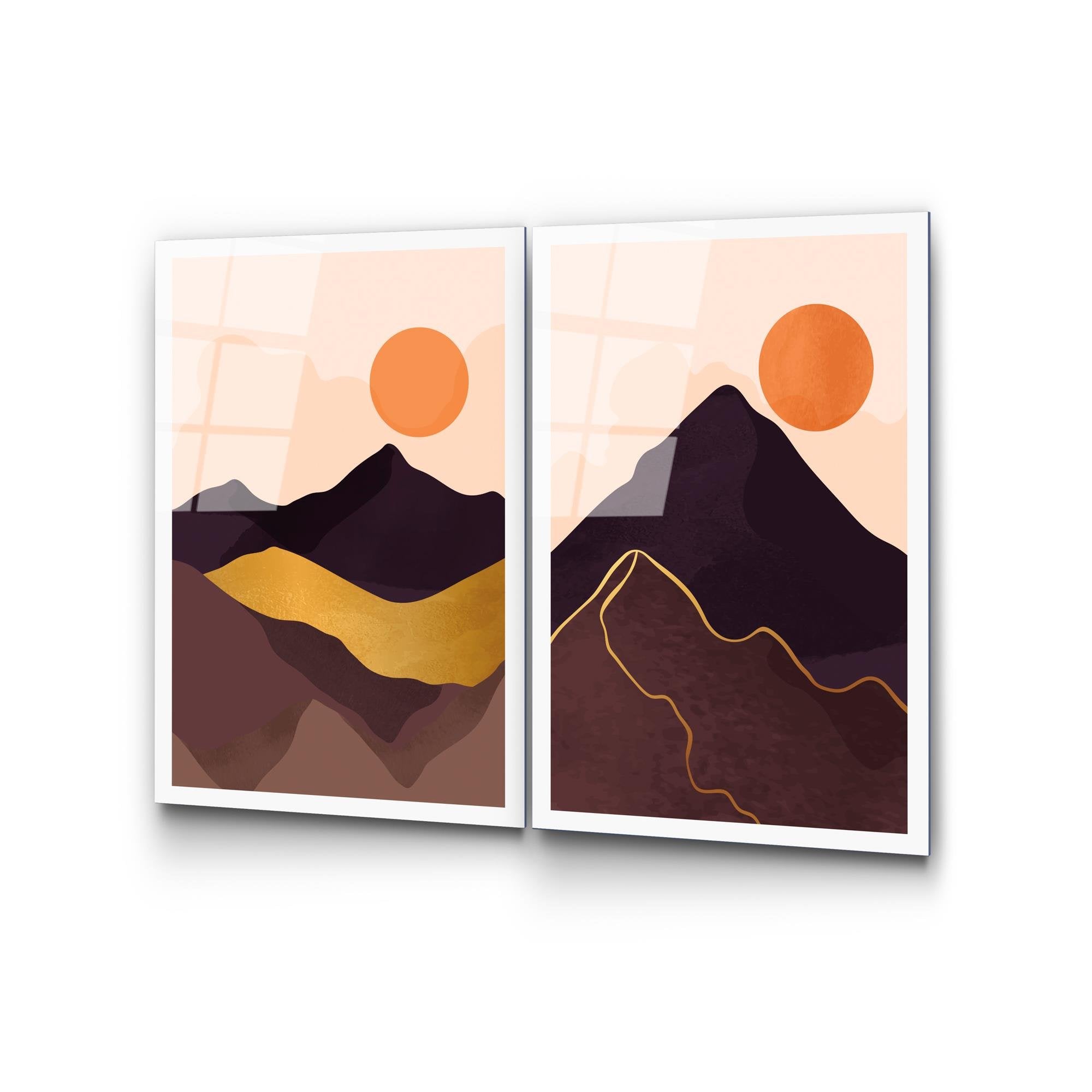 UV-968 Baskılı Cam 2'li Set Duvar Tablosu | ByLamp