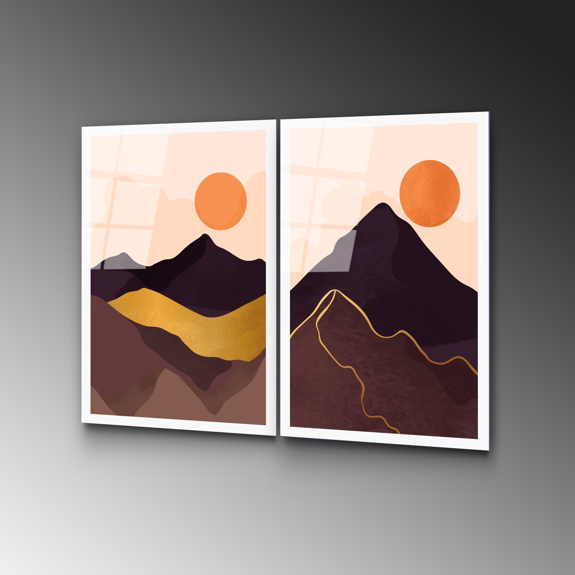 UV-968 Baskılı Cam 2'li Set Duvar Tablosu | ByLamp