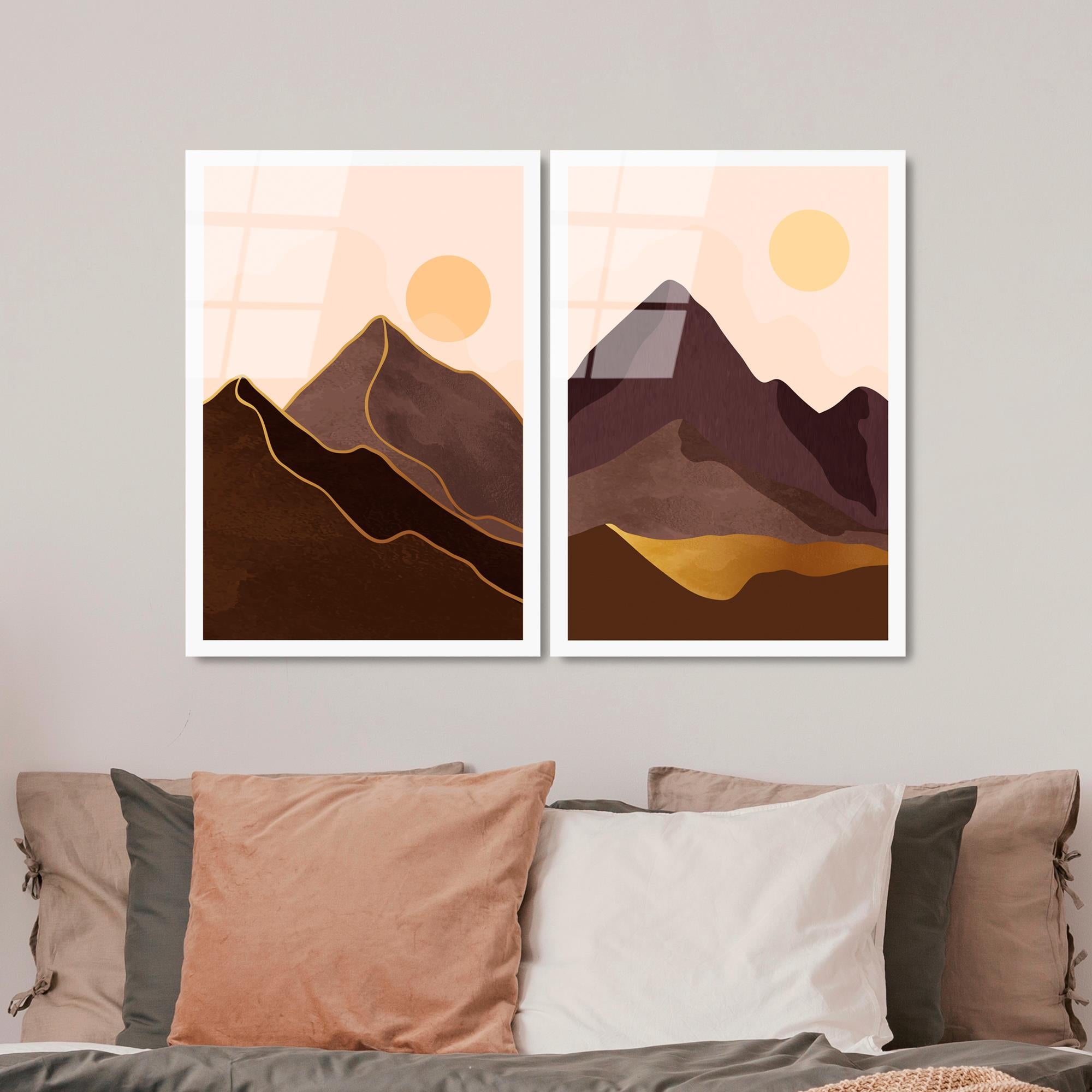 UV-969 Baskılı Cam 2'li Set Duvar Tablosu | ByLamp