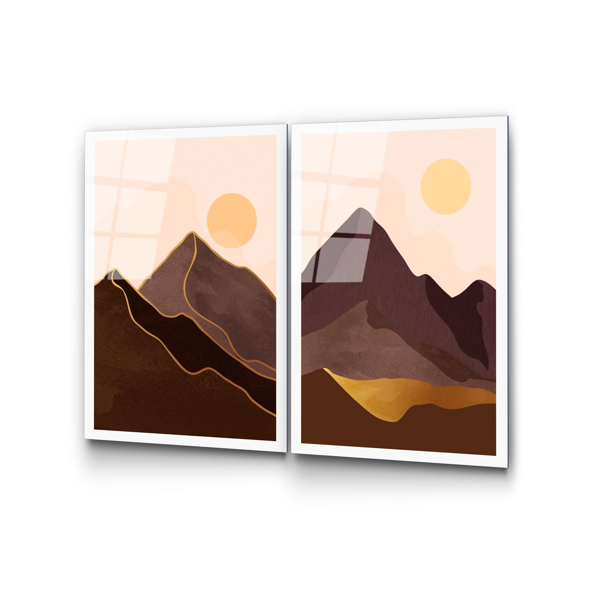 UV-969 Baskılı Cam 2'li Set Duvar Tablosu | ByLamp