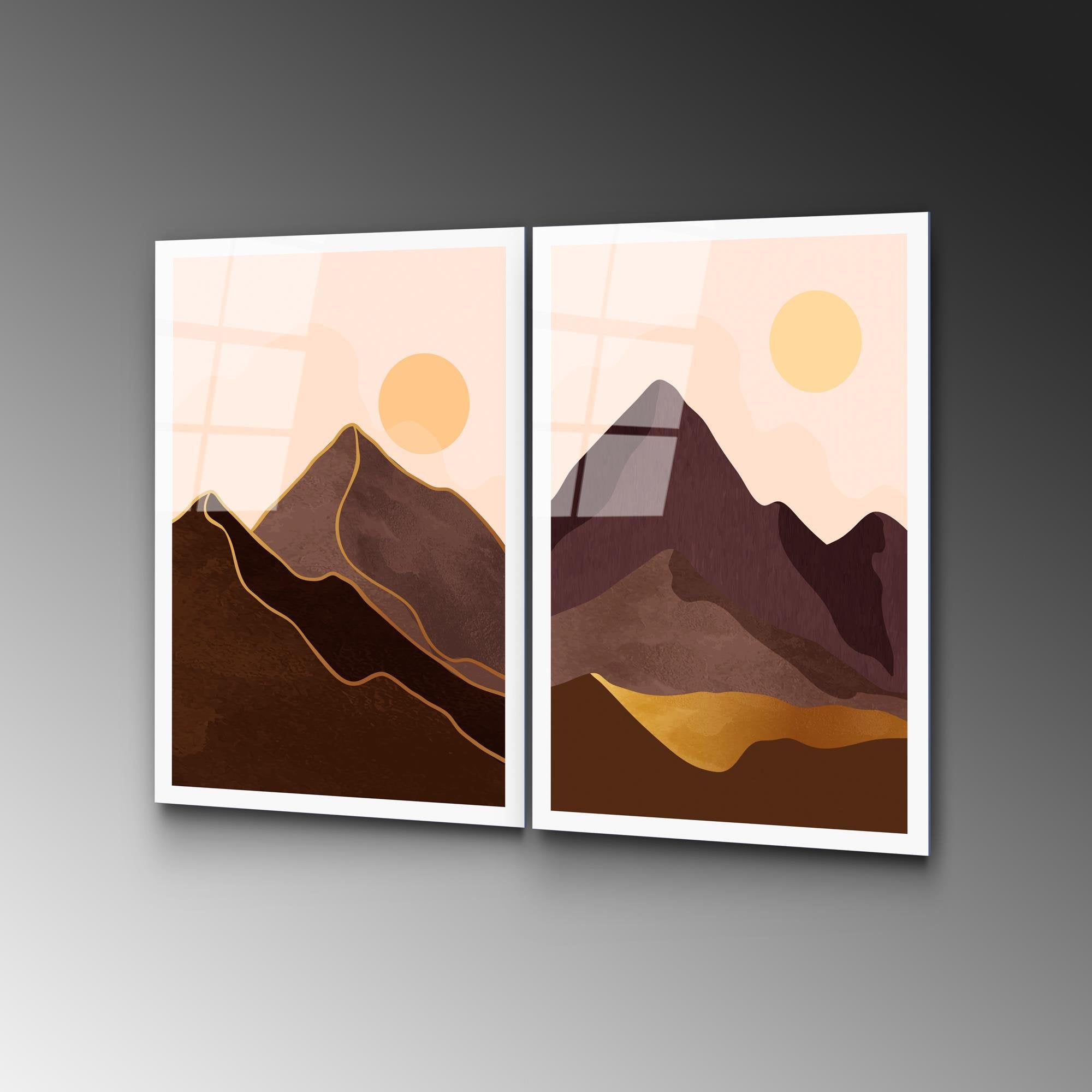 UV-969 Baskılı Cam 2'li Set Duvar Tablosu | ByLamp