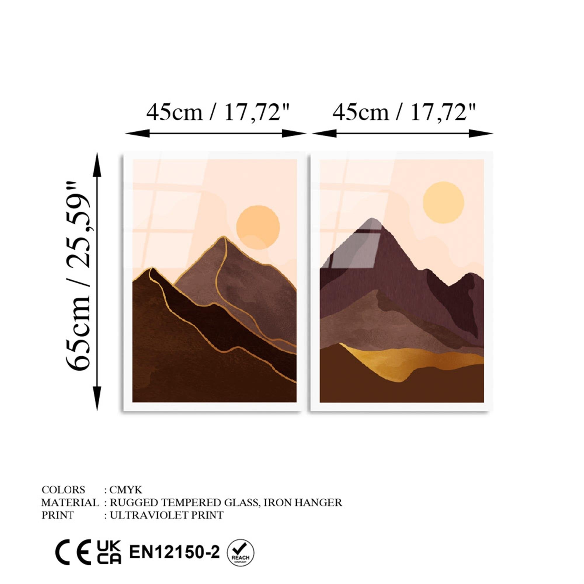 UV-969 Baskılı Cam 2'li Set Duvar Tablosu | ByLamp
