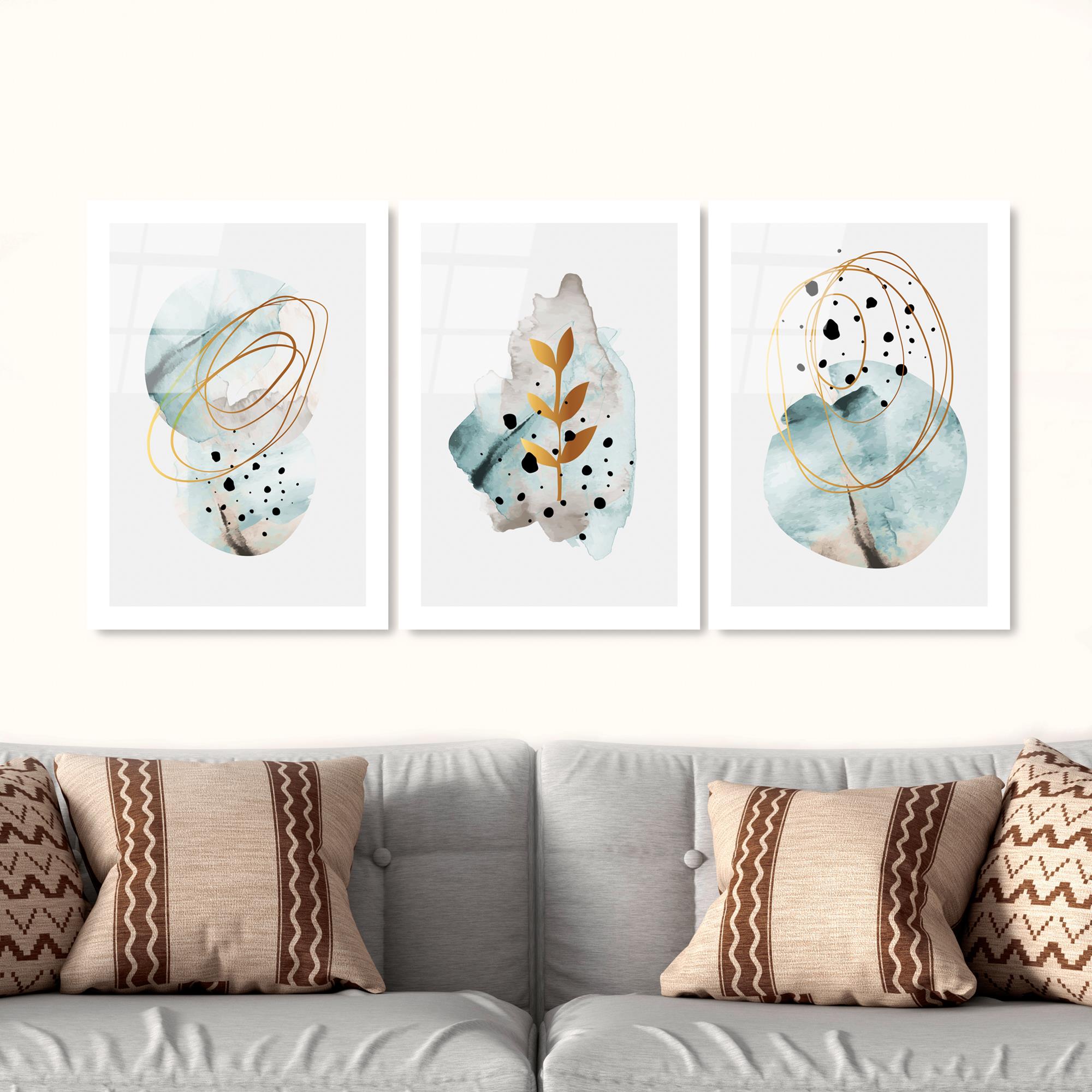 UV-970 Baskılı Cam 3'lü Set Duvar Tablosu | ByLamp