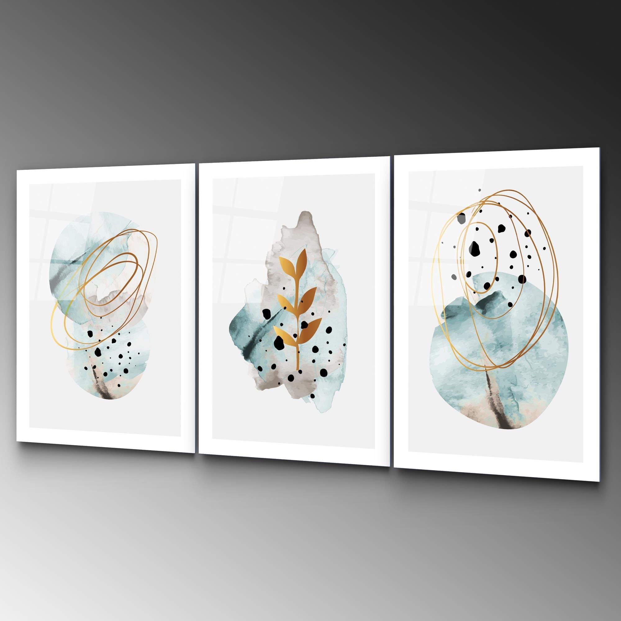 UV-970 Baskılı Cam 3'lü Set Duvar Tablosu | ByLamp