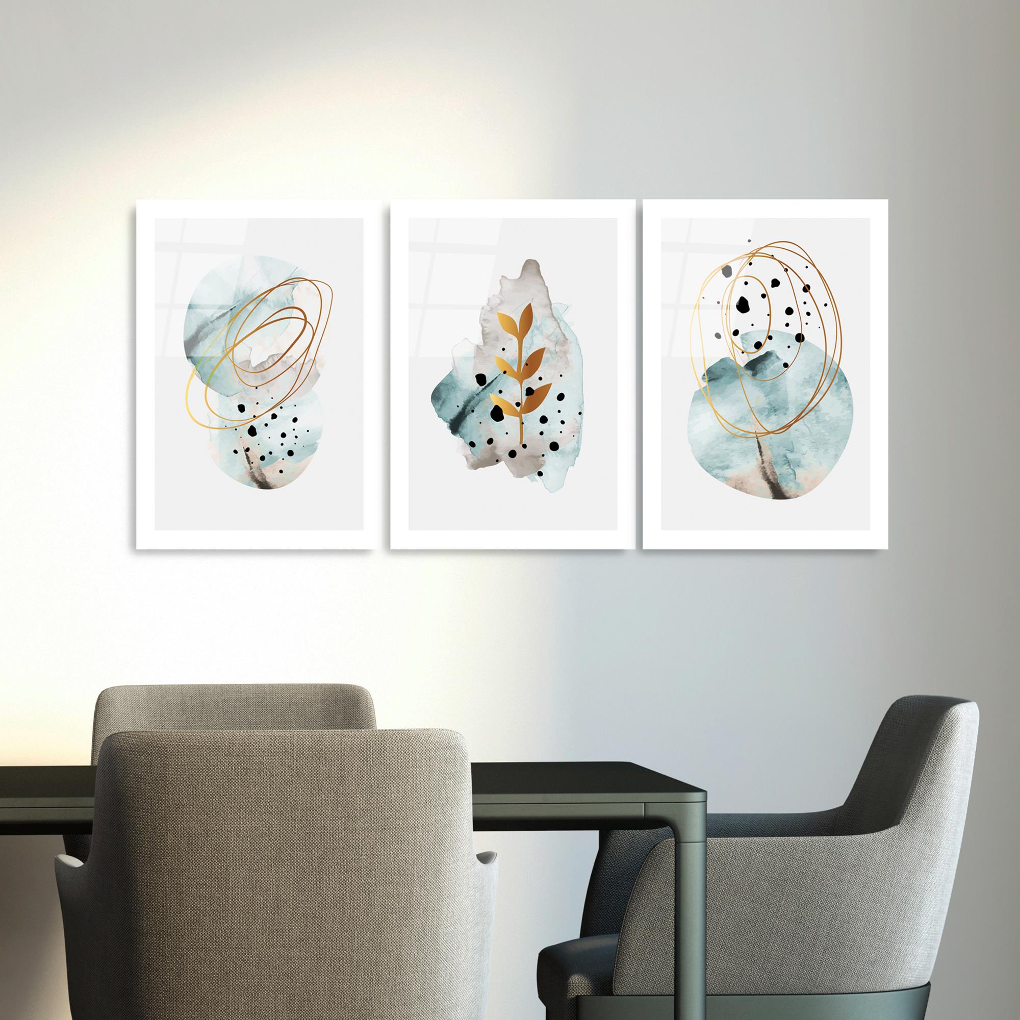 UV-970 Baskılı Cam 3'lü Set Duvar Tablosu | ByLamp