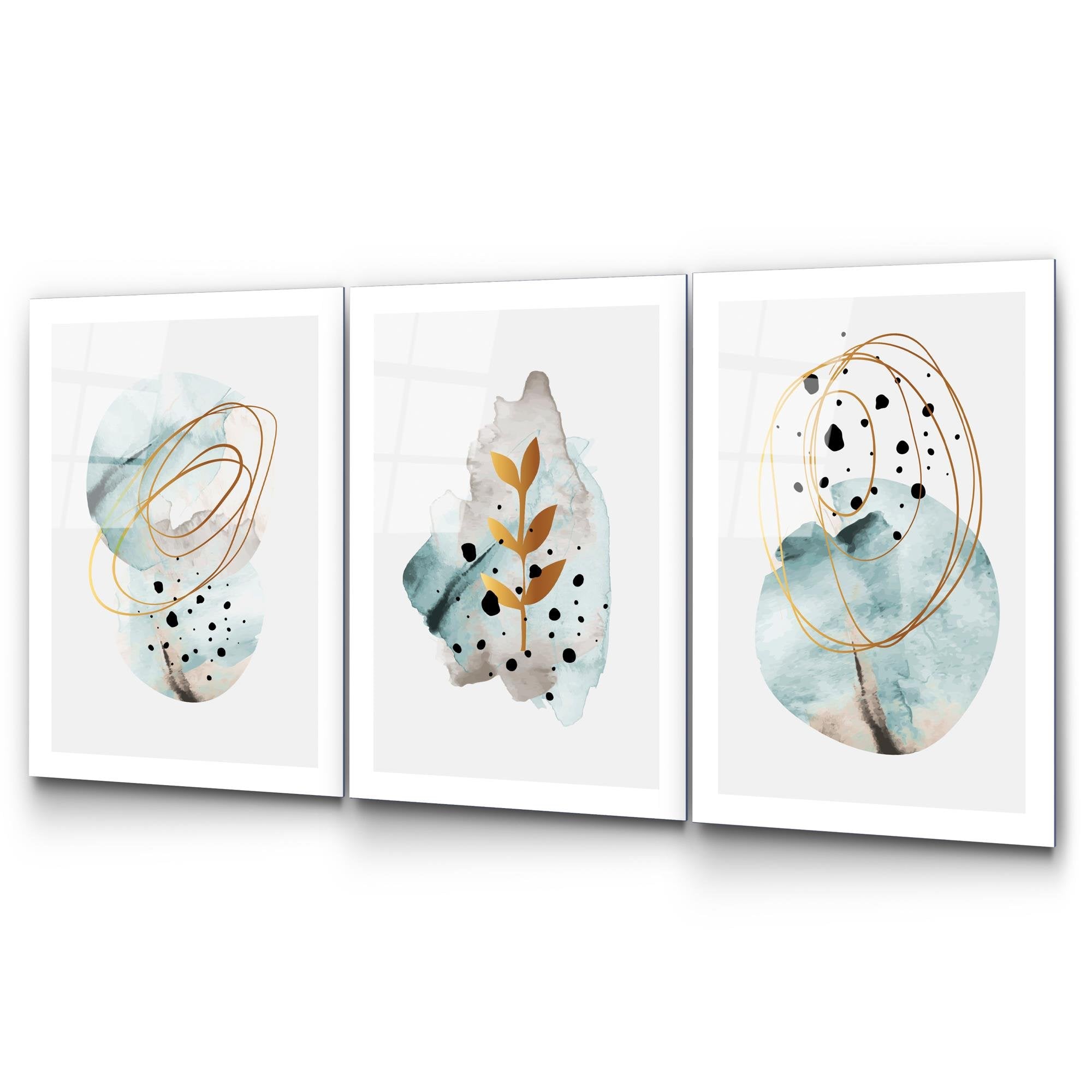 UV-970 Baskılı Cam 3'lü Set Duvar Tablosu | ByLamp