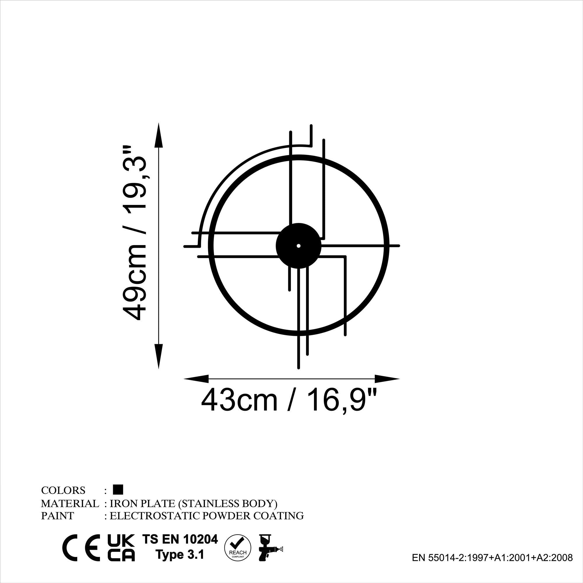 WATCH-049 Dekoratif Metal Duvar Saati | ByLamp