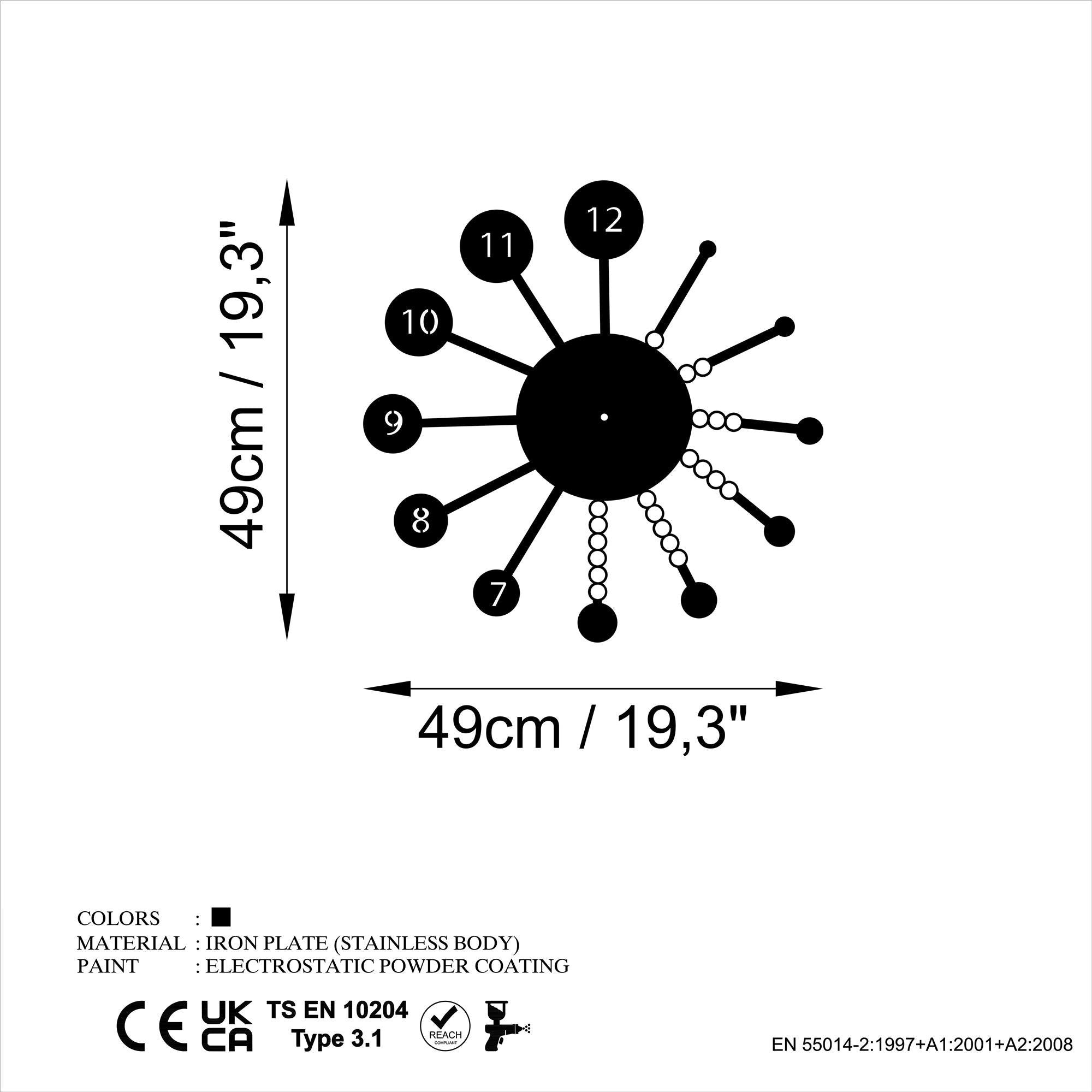 WATCH-061 Dekoratif Metal Duvar Saati | ByLamp