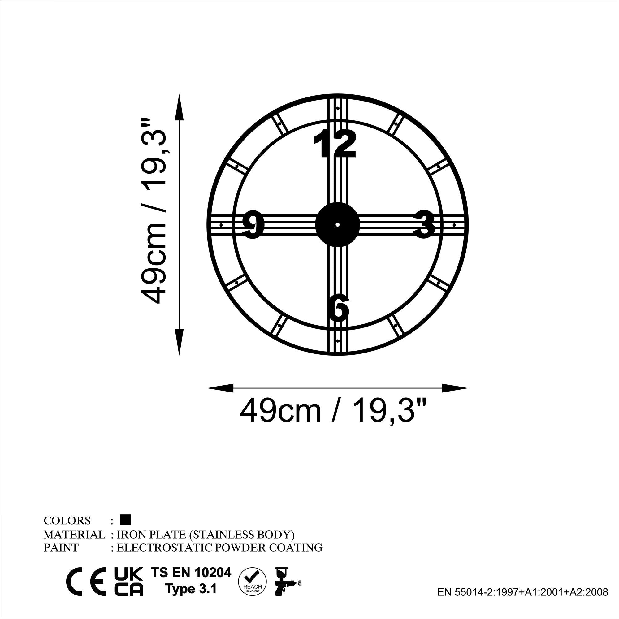 WATCH-071 Dekoratif Metal Duvar Saati | ByLamp