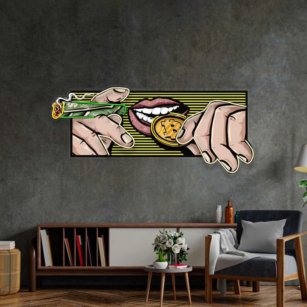 Yanan Para Ve Bitcoin Neon Lamba | ByLamp