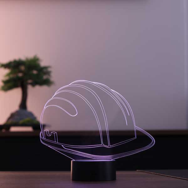 3-D hard hat LED table lamp