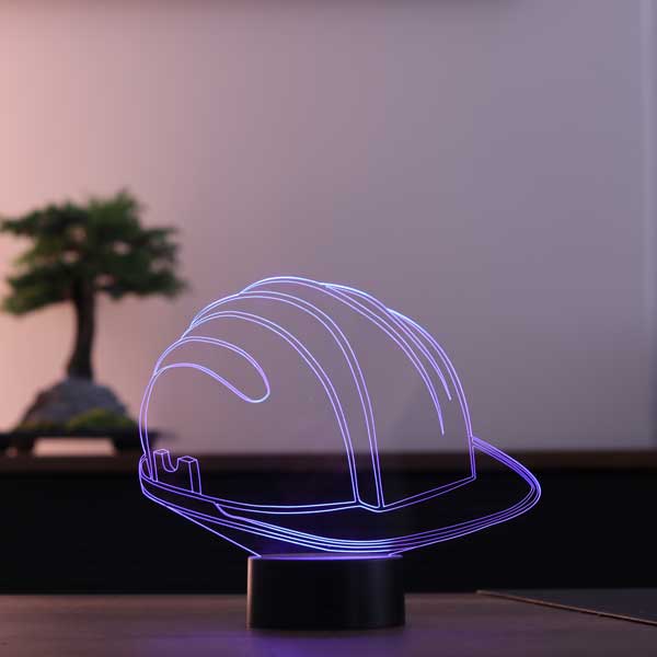 3-D hard hat LED table lamp