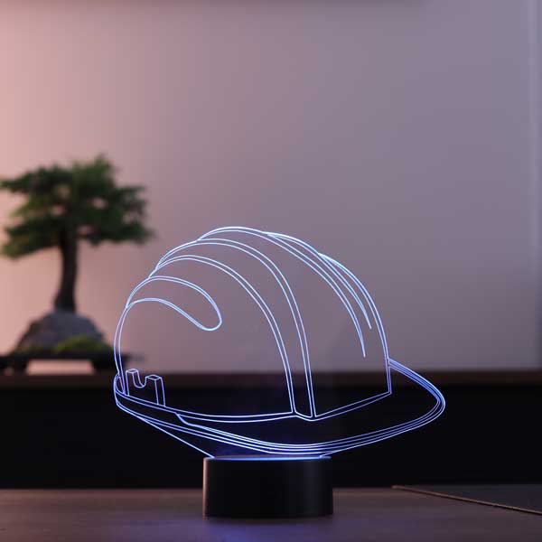 3-D hard hat LED table lamp