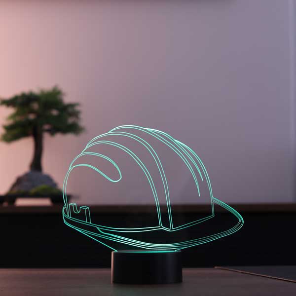 3-D hard hat LED table lamp
