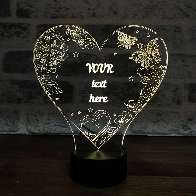 Çiçekler ve Kelebekler Figürlü Dekoratif Hediye Led Masa Lambası | BYLAMP