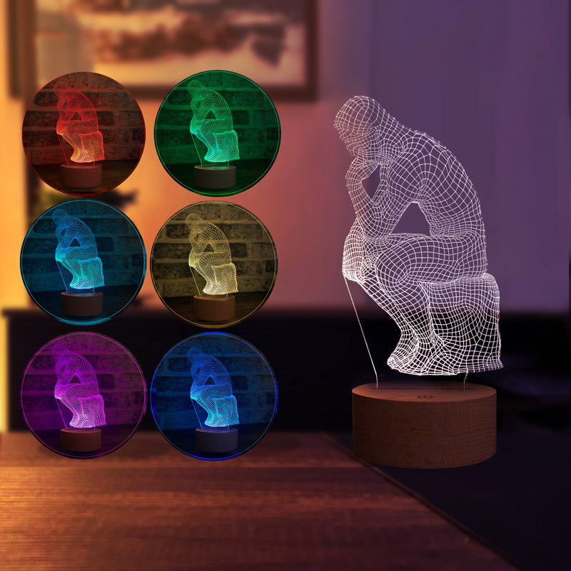 3D Thinking Man Led Night Light