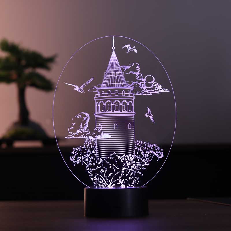 3D Galata Tower Night Light