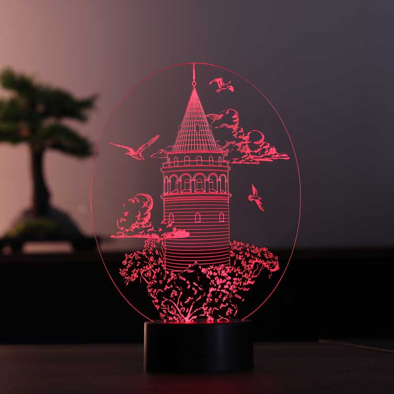 3D Galata Tower Night Light