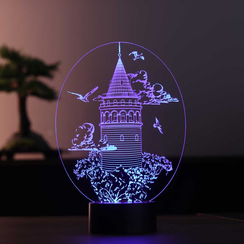 3D Galata Tower Night Light