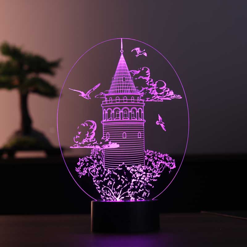 3D Galata Tower Night Light