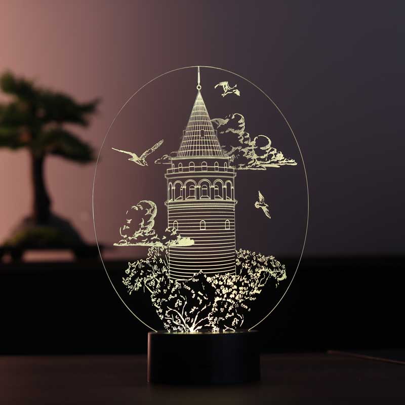 3D Galata Tower Night Light
