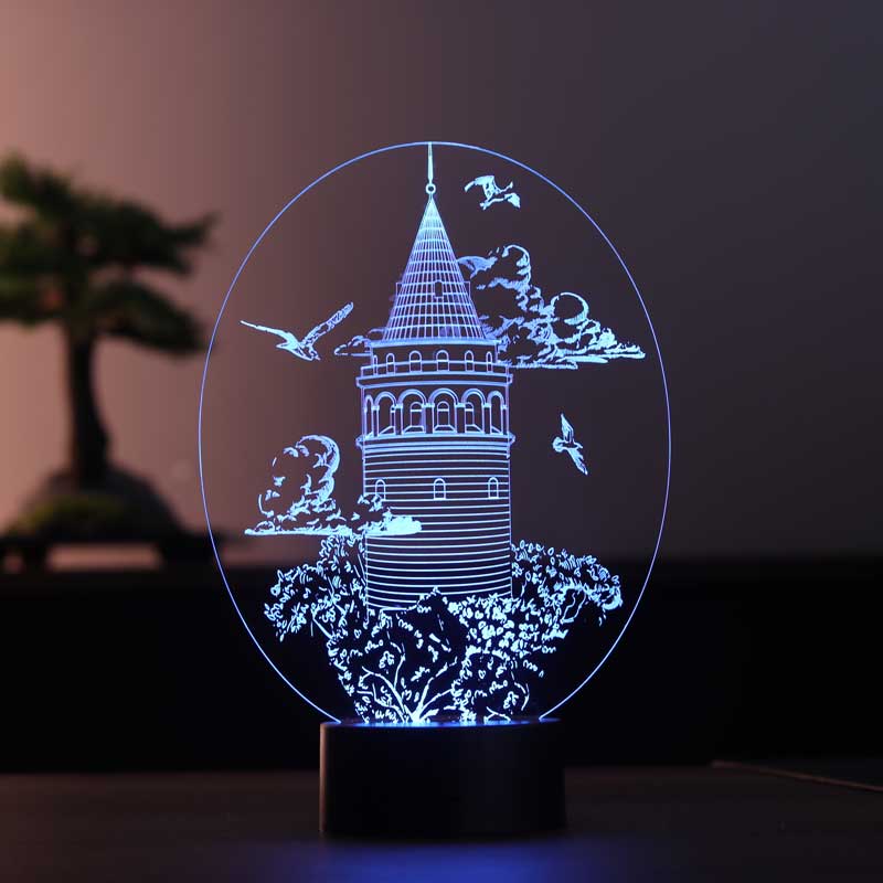 3D Galata Tower Night Light
