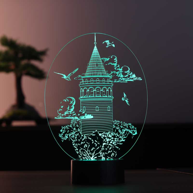 3D Galata Tower Night Light