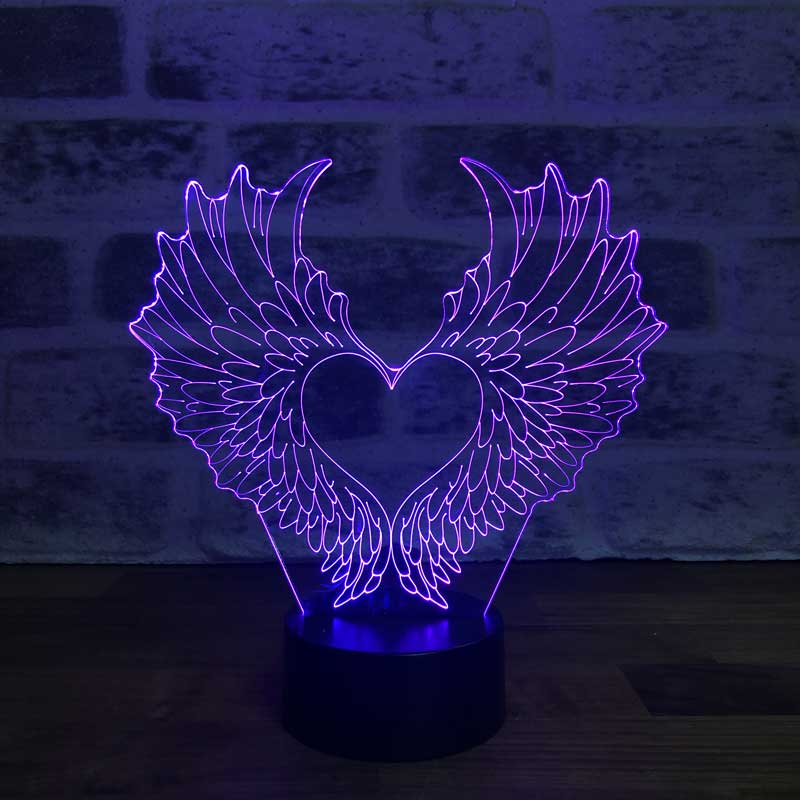 3D Heart Wings Led Table Lamp