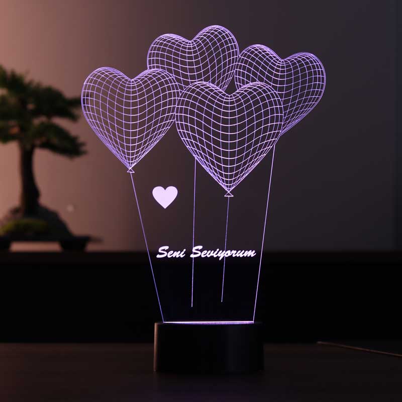 3D heart I love you lamp