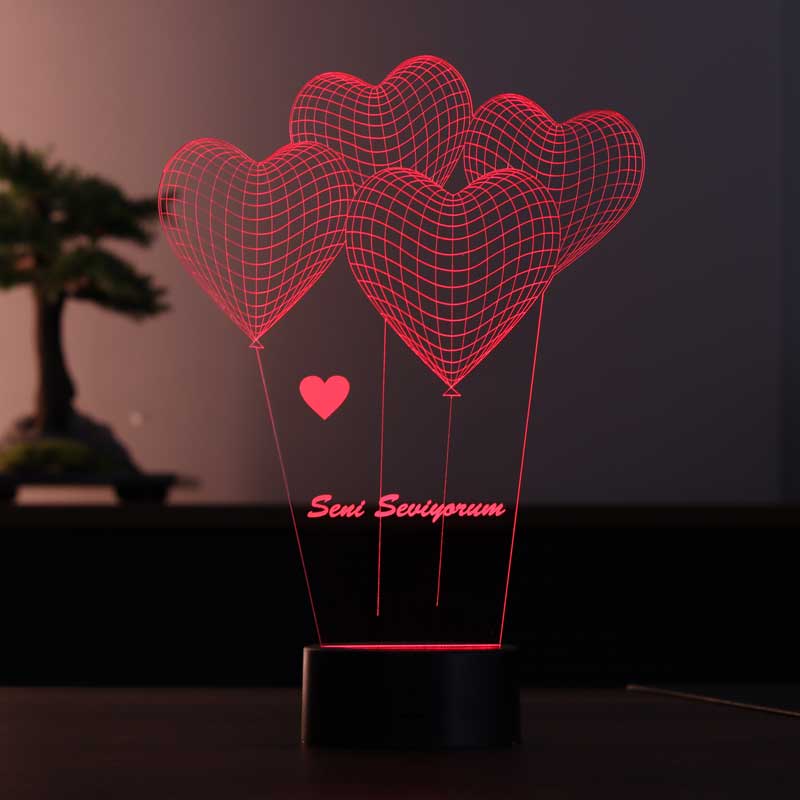 3D heart I love you lamp