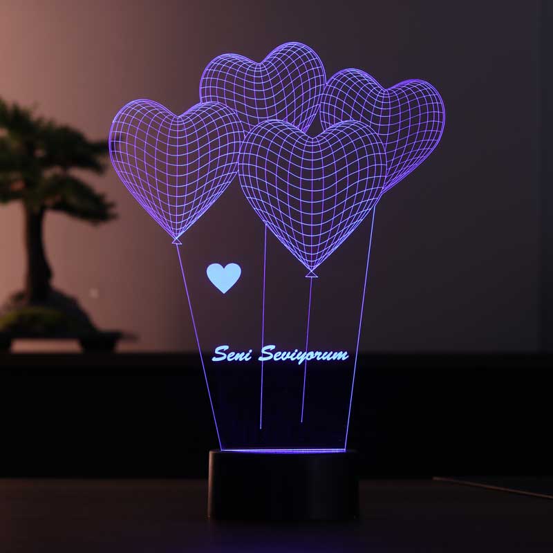 3D heart I love you lamp