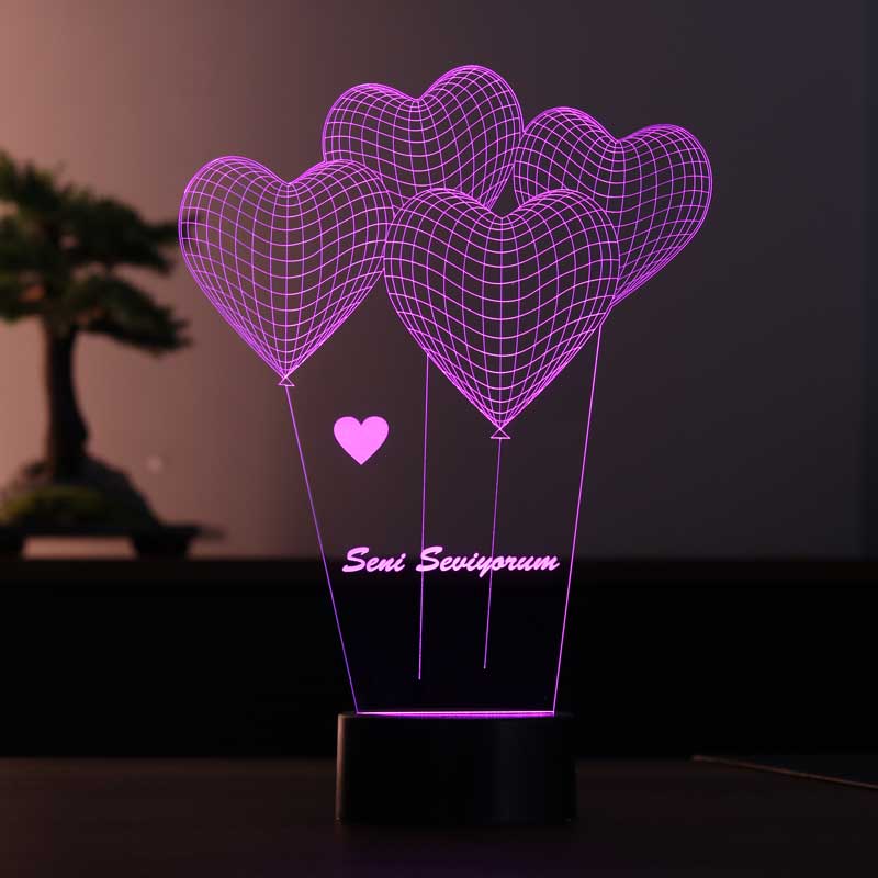 3D heart I love you lamp
