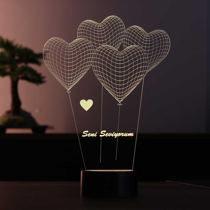 3D heart I love you lamp