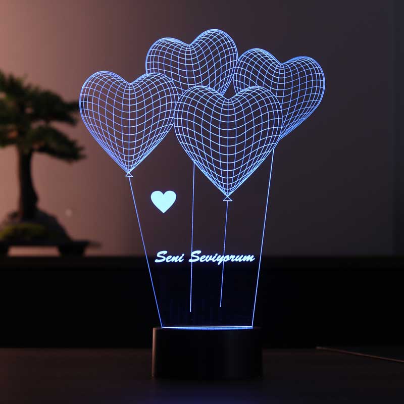 3D heart I love you lamp
