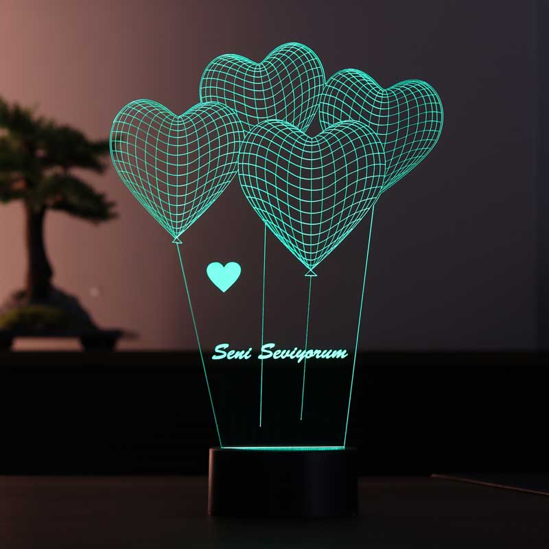 3D heart I love you lamp