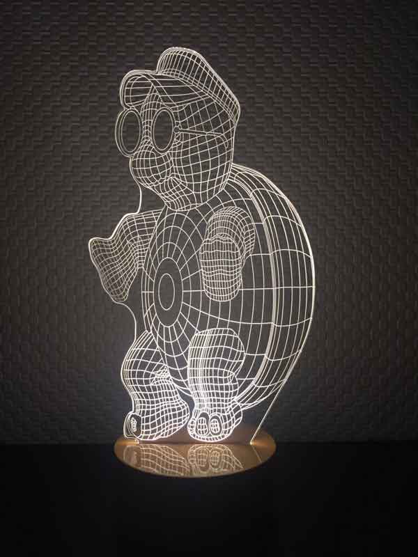 3-D turtle led table lamp