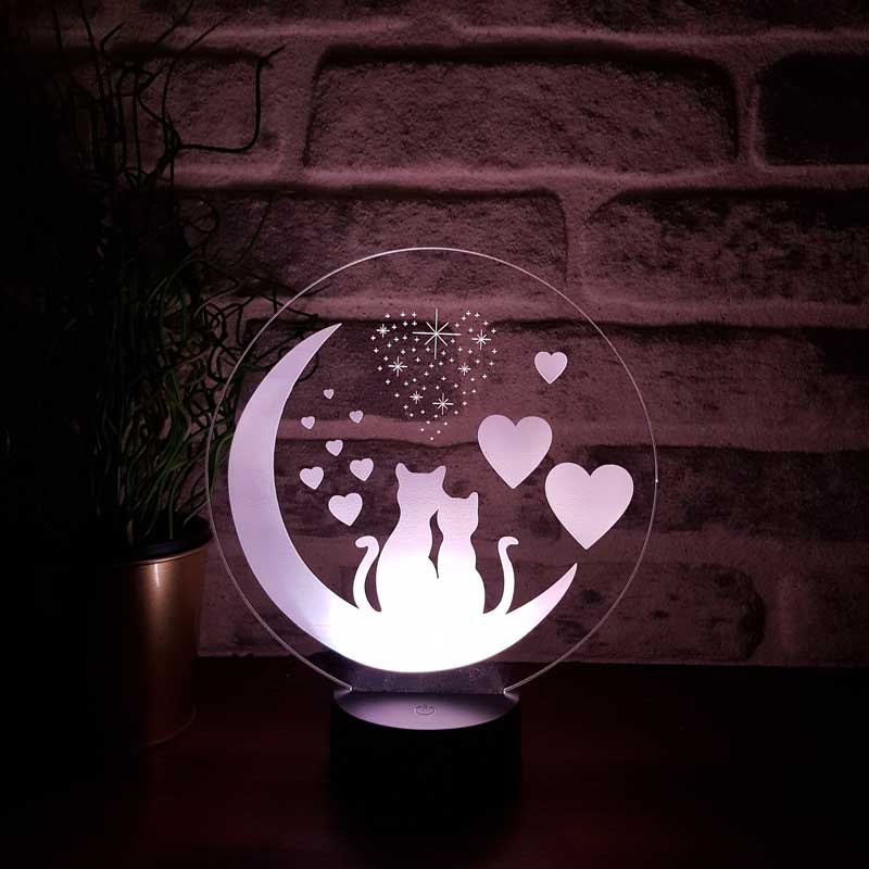 Cats and Love Led Table Lamp