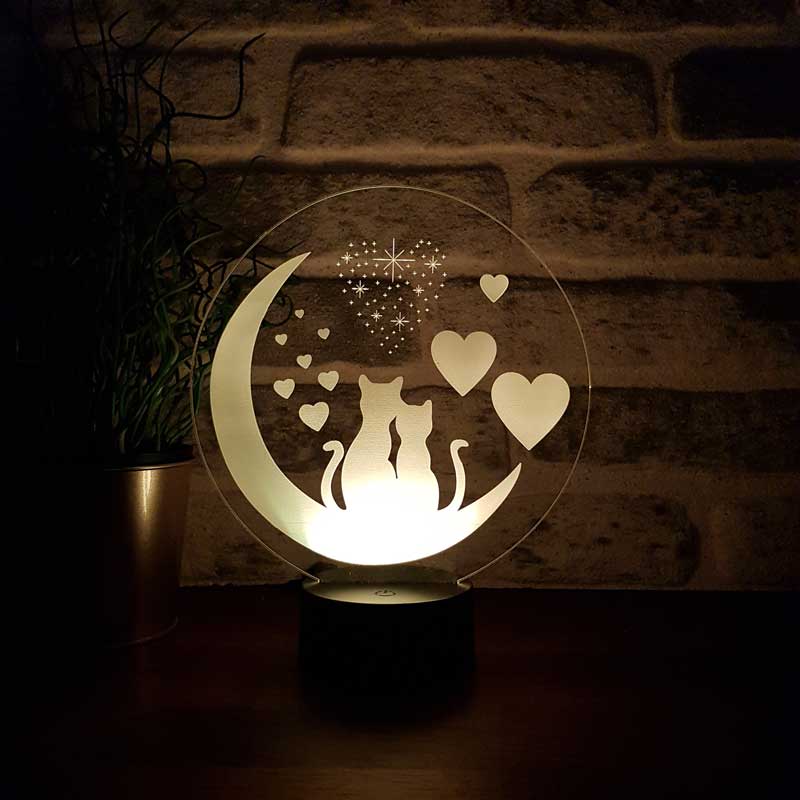 Cats and Love Led Table Lamp