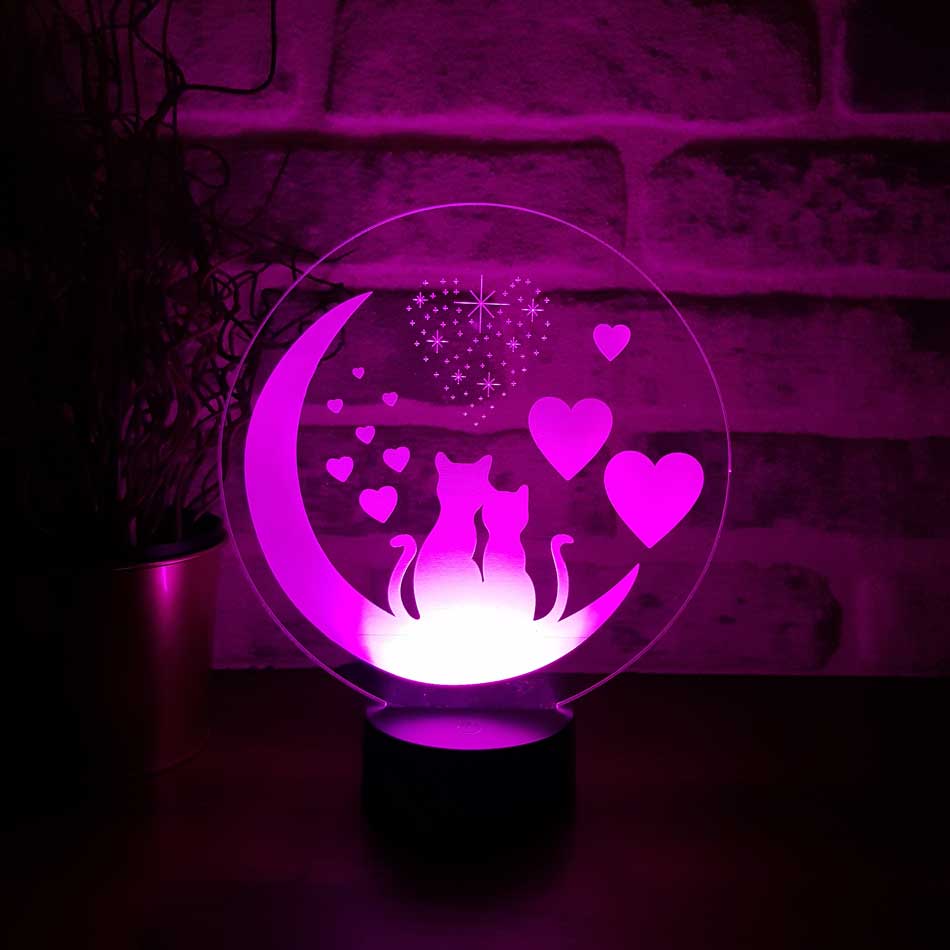 Cats and Love Led Table Lamp
