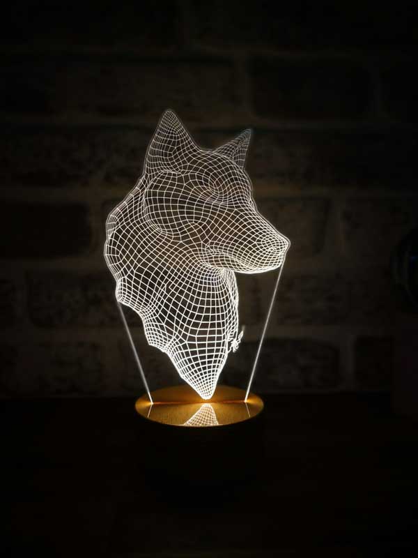 3D wolf head led lamp