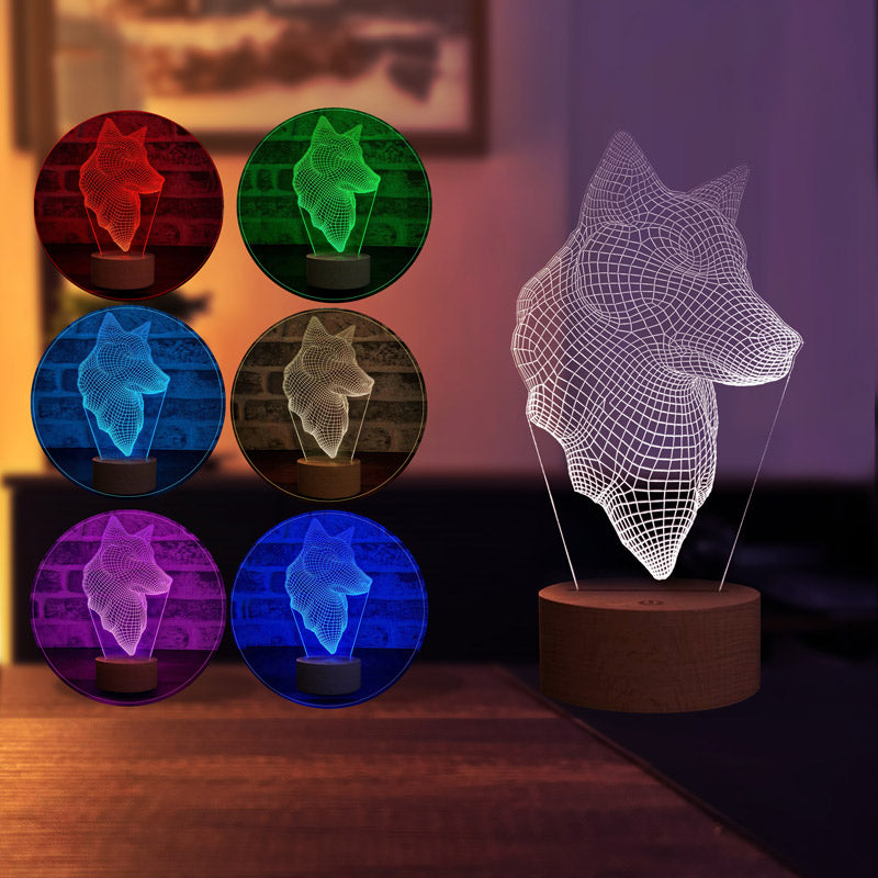 3D wolf head led lamp