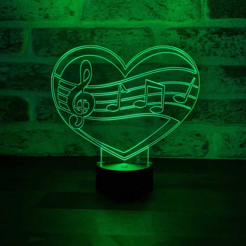 3-D music love LED lamp