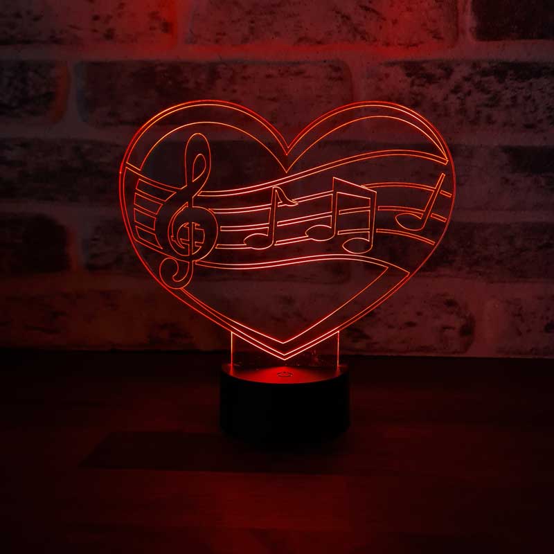 3-D music love LED lamp